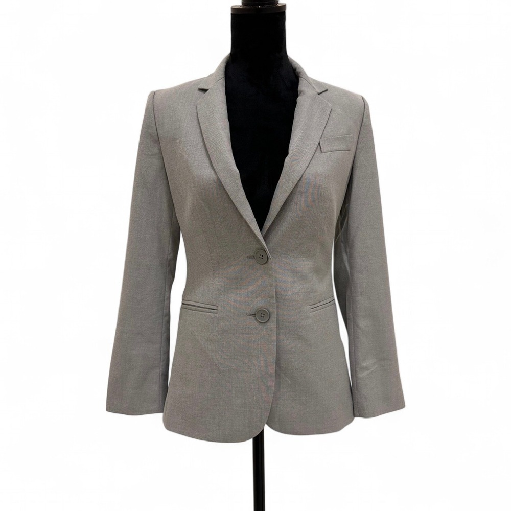 Express Gray Double Button Front Blazer Jacket Business Office Work Women's 2